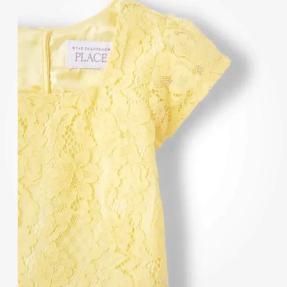 The Children’s Place Girls Yellow Lace Square Neck Shift Dress Size Medium (7-8)
